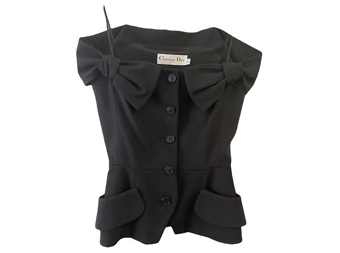 Bustier in seta nero Christian Dior con fiocchi