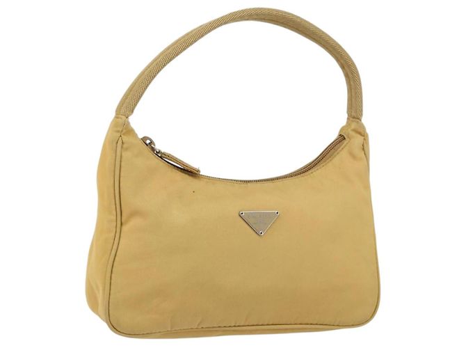 PRADA Handtasche aus Nylon Beige Silber Authentisch 160804