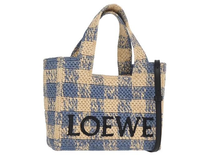 Bolso LOEWE Raffia 2way Azul Claro Plata Auth 158951SAV