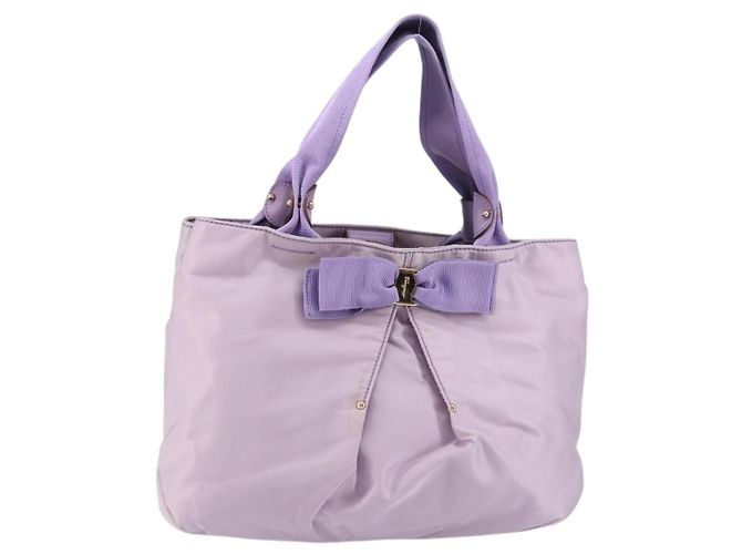 Borsa a mano Vala in nylon viola e oro Salvatore Ferragamo Auth bs31861 D'oro Porpora