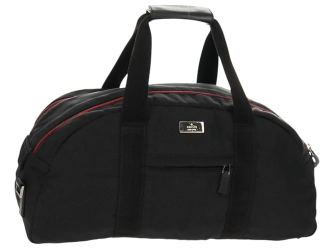 Borsa Boston GUCCI in nylon nero e argento 122324 Auth bs31848