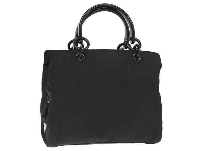 PRADA Handtasche aus Nylon Schwarz Silber Auth ka1143