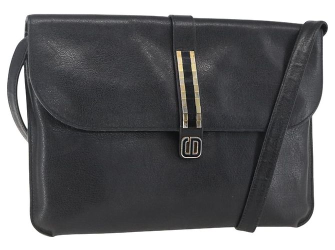 Borsa a Spalla Christian Dior in Pelle Nera e Oro Auth bs31902 Nero D'oro