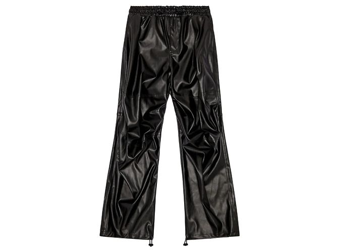 DIESEL Oversized Cargo Coated Fabric Trousers in Black p-MARTY-LTH, Size 48 IT