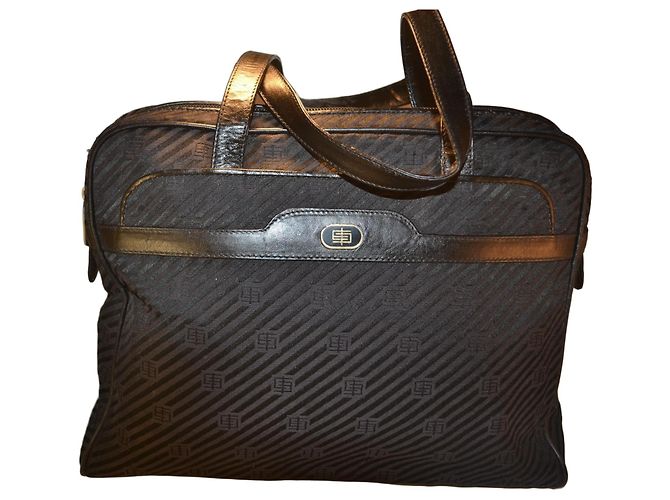 Emilio Pucci Handtasche aus Leder und Canvas Schwarz