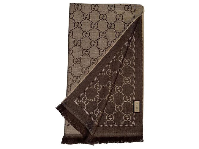 Bufanda Gucci de Lana Reversible Nueva Marrón Marrón claro Marrón oscuro