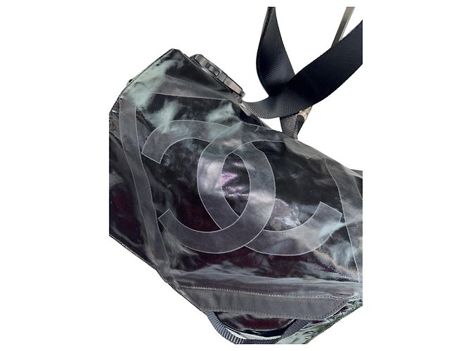 Borsa a tracolla Chanel nera in tessuto Nero
