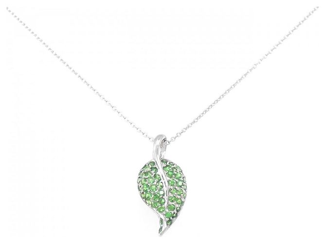 Autre Marque Collar de granate verde hoja en Au750