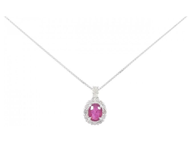 Autre Marque Collar de oro blanco Au750, rubí y diamantes Plata