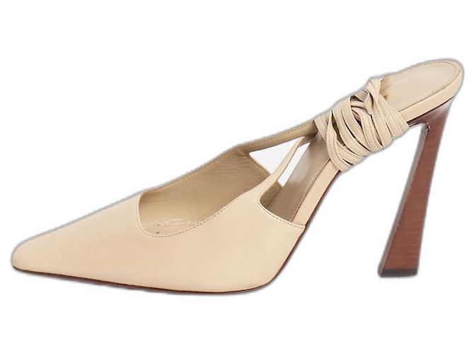 Saint Laurent Neutral leather square-toe mules - size EU 39
