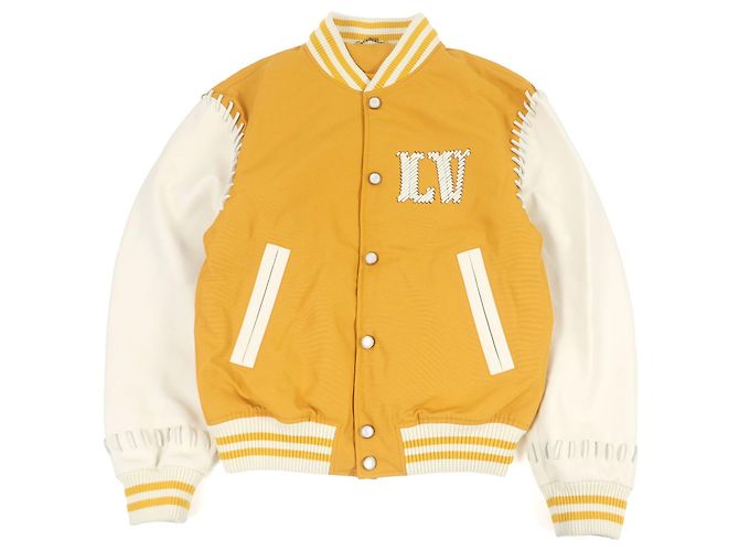 Gepolsterte Collegejacke Louis Vuitton Lederjacke Gelb Senf