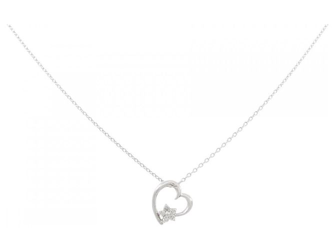 Autre Marque K10 Weißgold-Diamant-Halskette Silber