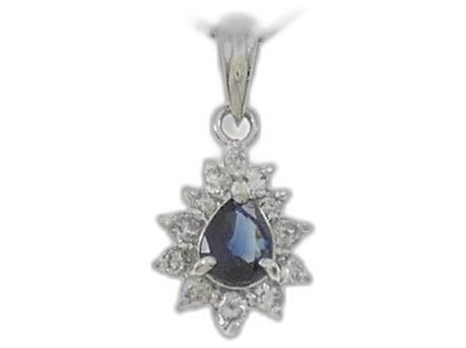 Autre Marque Collier en platine avec saphir et diamant Argenté