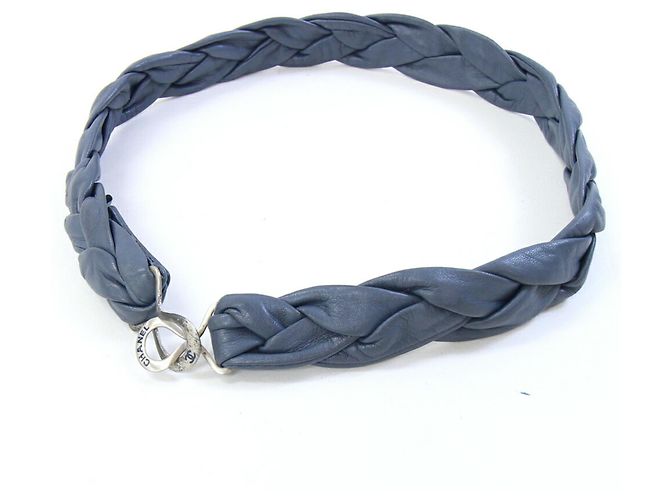 Cinturón de cuero azul-gris Chanel