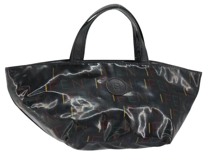 FENDI Handtasche Emaille Schwarz Auth 160708