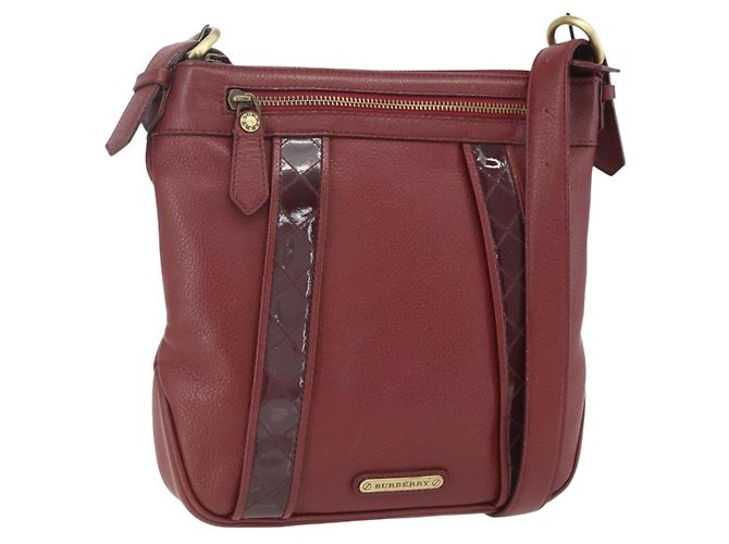 Bolsa de Ombro de Couro Vermelha e Dourada Auth bs31856 da BURBERRY Vermelho Dourado