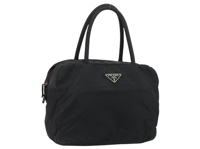 PRADA Borsa a mano in nylon nero argento Auth 158483