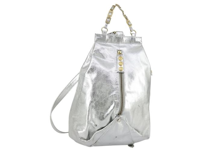 Gianni Versace Rucksack Leder Silber Gold Auth am9831 Golden