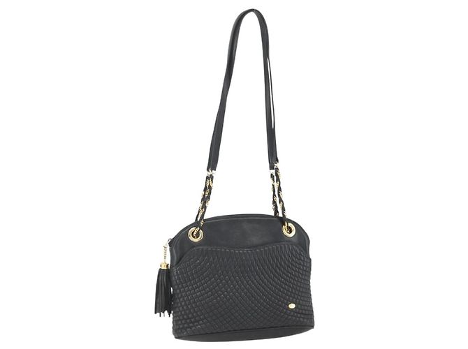 BALLY Borsa a Spalla a Catena Pelle Nera Oro Auth 158019 Nero D'oro
