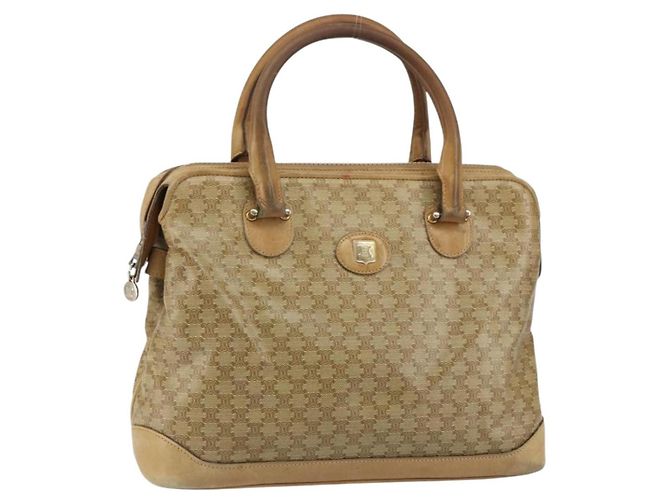 Céline Bolsa de mão em lona Macadam CELINE PVC bege Auth ar13860