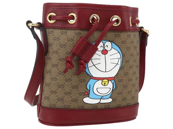Borsa a Spalla Gucci Micro GG Supreme Doraemon in PVC Beige 647801 Auth 159307SAM D'oro