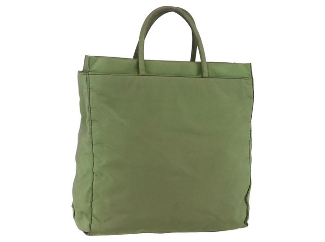 PRADA Handtasche aus Nylon Khaki Silber authentisch bs31882