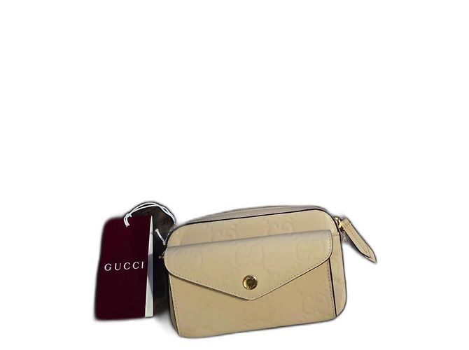 Gucci Mini Handtasche Beige Straußenleder