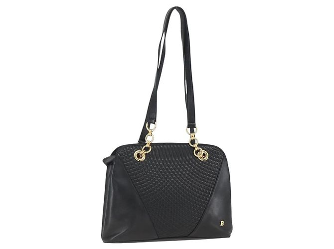 BALLY Borsa Tote in Pelle Nera Oro Auth bs31897 Nero D'oro