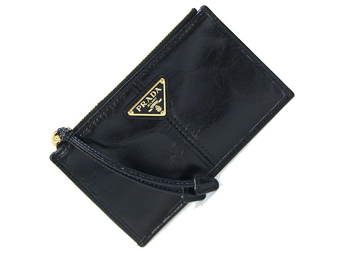 Carteira de couro preta Prada Preto