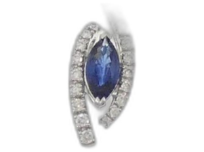 Autre Marque Saphir-Diamant-Halskette Pt900/Pt850 Silber