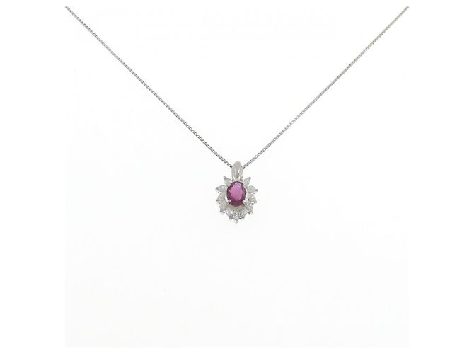 Autre Marque Rubin-Diamant-Halskette Pt900/Pt850 Rot