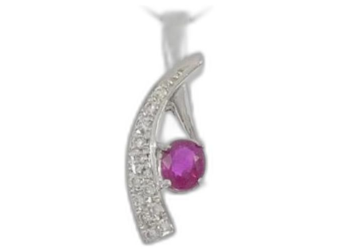 Autre Marque Platin-Rubin-Diamant-Halskette Rot