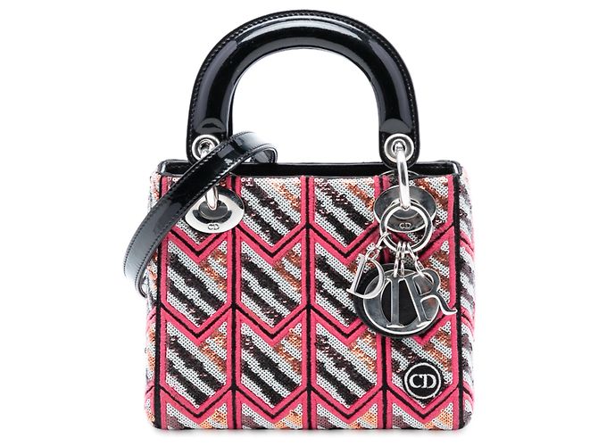 Dior Pink Mini Patent Sequined Lady Dior