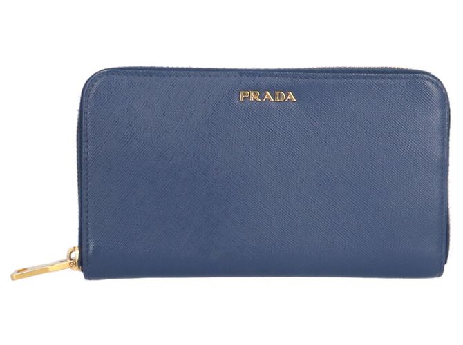 Cartera larga de cuero Saffiano Prada Azul