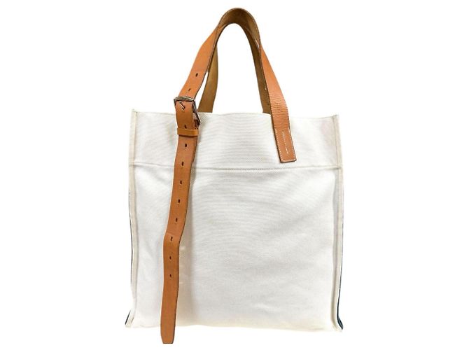 Sac à main Etrivière d'Hermès Blanc Bleu Marine