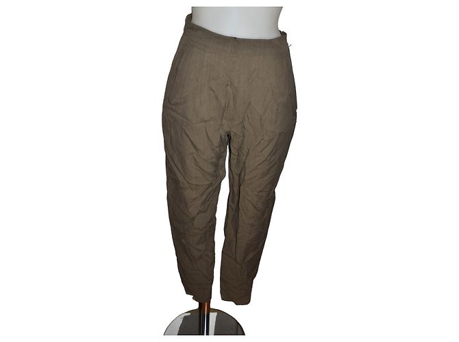 Calças Weekend Max Mara de lã e viscose cáqui Caqui