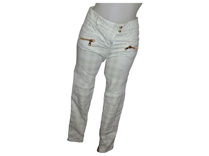 Jeans Slim Balmain Verde Pastel de Algodón Multicolor 