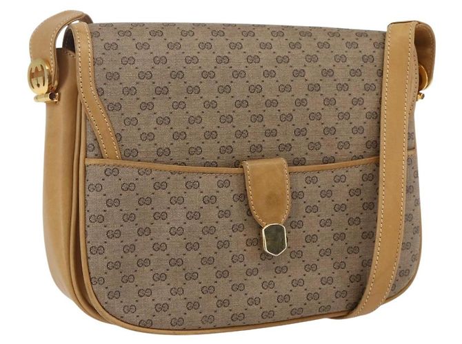 Gucci Borsa a Spalla Micro GG Supreme PVC Beige Oro Auth ep12497 D'oro