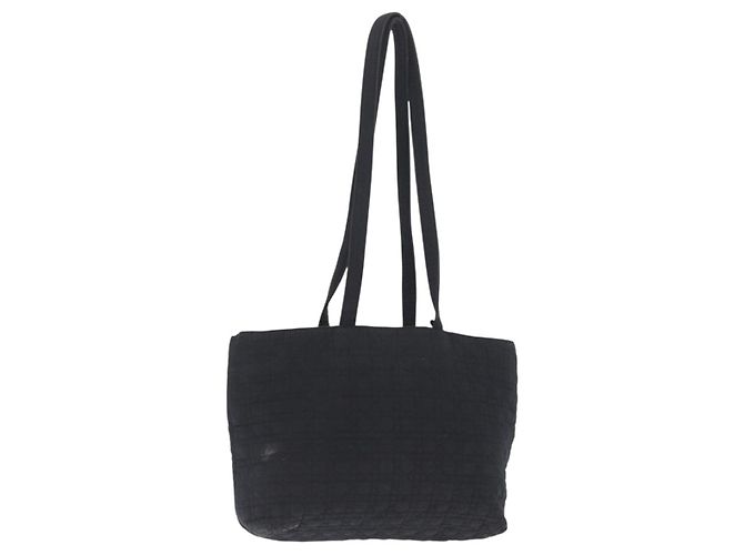 Borsa a Spalla Christian Dior Nylon Nero Oro Auth ka1164 D'oro