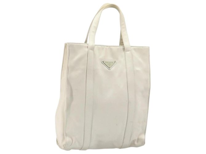 PRADA Handtasche Satin Weiß Auth bs31836
