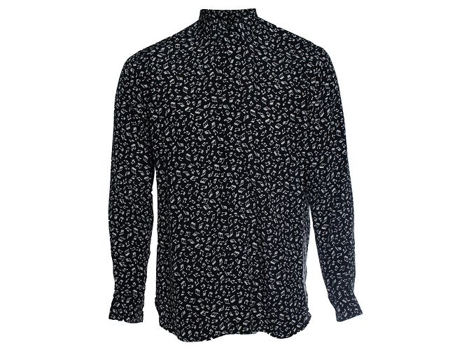 Camisa preta Saint Laurent com estampa de nota musical Preto