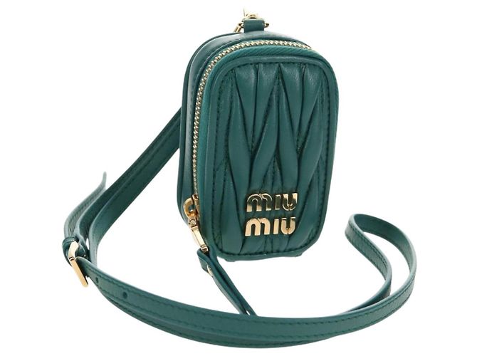 Miu Miu Matelassé Tasche Leder Grün Gold Auth 158101SM