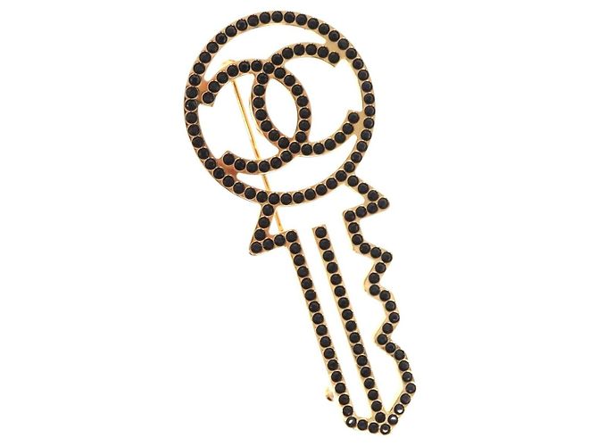 CHANEL Brosche Metall Goldton CC Auth 159267V