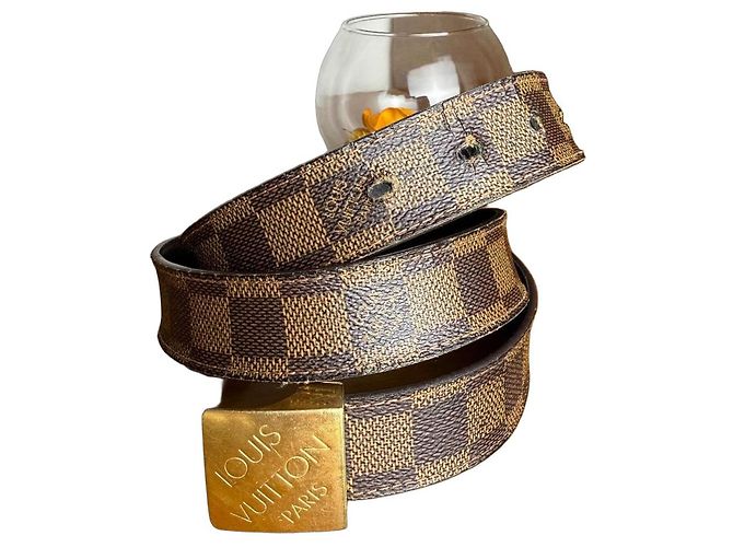 Louis Vuitton Damier Ebenholz Ledergürtel Braun