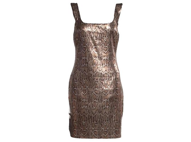 L'Agence Pailletten Mini Kleid Python Print Silber