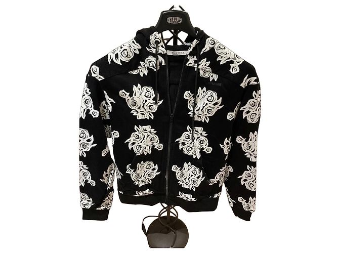 Moletom com capuz com zíper Givenchy preto e branco de algodão