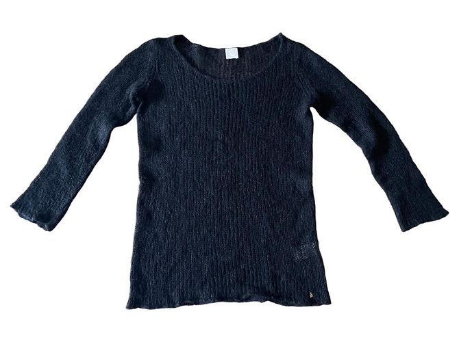 Pull preto com decote largo Kid Mohair Des petits hauts T.S