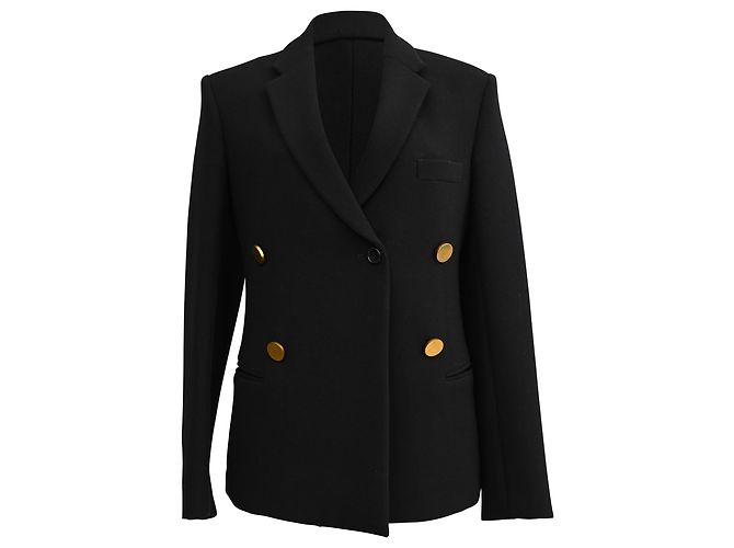 Edge Céline Celine Double Breasted Blazer in Black Wool
