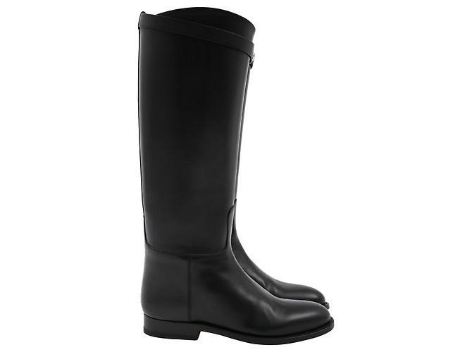 Kelly Hermès Springstiefel aus schwarzem Leder