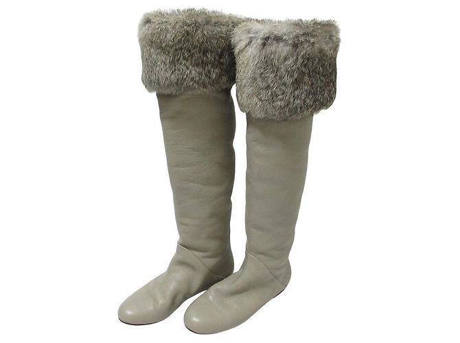 Autre Marque Bota longa de couro e pele de coelho Giuseppe Zanotti